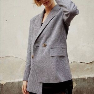 Zara Oversized Houndstooth Blazer